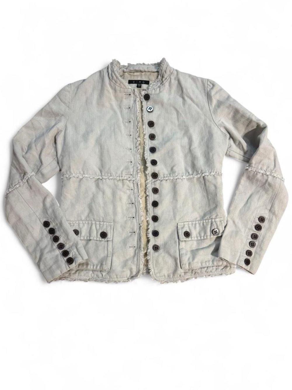 Cino Linen/Cotton Blend Military Jacket Deadstock Vintage